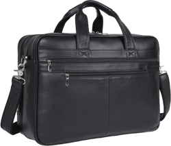 Men's 17 Inch Solid Genuine Leather Professional Laptop Briefcase Messenger Shoulder Bag