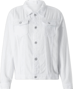 Women Denim Jacket Long Sleeve Button Down Slim Fit Jean Jacket with Chest Pockets Casual Streetwear White XX-Large