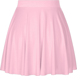 Doomiva Women's Pleated Skirt Basic Solid Versatile Ruffles Flared Casual Mini Skater Skirts Light Pink One Size