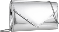 Women’s Mirrored Metallic Faux Leather Evening Bag Glimmering Clutch Purse for Prom/Cocktail/Wedding/Party Silver