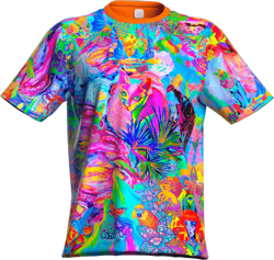 aofmoka Ultraviolet Fluorescent Handmade Art Neon Blacklight Reactive Print Men T-Shirt