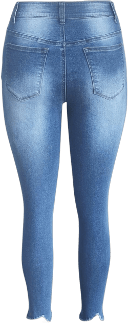 Ripped Butt Lifting Jeans for Women Mid Waist Stretch Trendy Trouser Skinny Pull On Denim Pants Slimming Stretchy Mom Medium Blue