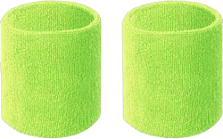 Colorful Cotton Sport Wristbands for Men and Women-3" Athletic Terry Cloth Sweatbands in Neon Colors-Wrist Sweat Bands for Tennis, Basketball, Running, Gym (1 Pair) Green