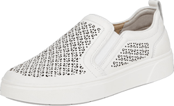 Vionic Women's Sneaker Kimmie Perf- Comfortable Slip Ons That Includes a Built-in Arch Support Insole That Helps Correct Pronation and Alleviate Heel Pain Caused by Plantar Fasciitis 9 White Leather