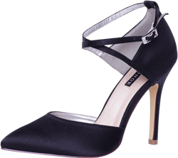 ERIJUNOR Women High Heel Ankle Strap Satin Dress Pumps Evening Prom Wedding Shoes 7 Black