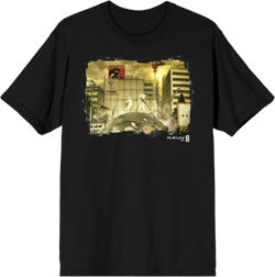 Kaiju No. 8 Ruined Cityscape Crew Neck Short Sleeve Men's Black T-shirt-XXL