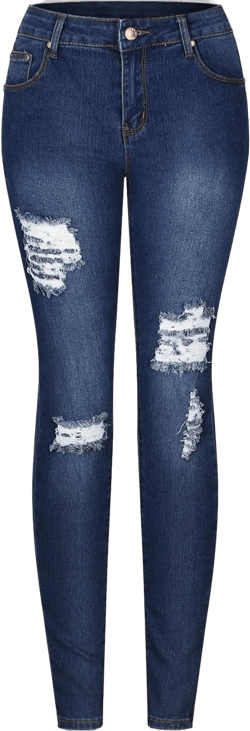 2LUV Women's Ripped Stretchy 5 Pocket Skinny Distressed Denim Jeans