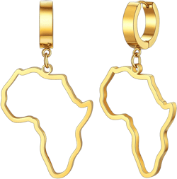 FaithHeart African Earrings for Women, 14K Gold Plated Stainless Steel Large Hoop Earrings Hypoallergenic Lightweight Huggie Hoops Womens Jewelry with Gift Box D-Hoop-Gold
