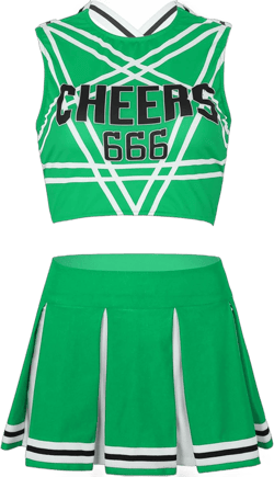 Sywiyi Womens School Girls Cheerleading Team Uniform Sleeveless Crop Tops with Pleated Skirt Set Green Small