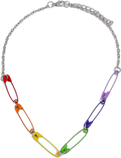 Colorful Paperclip Safety Pin Choker Necklace for Women A:Rainbow