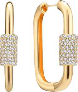 18K Gold Plated Dainty U Shape Huggie Earring for Women, Cubic Zirconia O Huggie Hoop Earrings, Hypoallergenic, Gifting, Everyday Wear Medium(22.8mm)