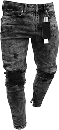 Men's Fashion Mid Waist Ripped Slim Jeans