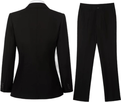 Women Classic Suits 2 Piece Bussiness Professional Work Outfits Office Attire Slim Fit Dressy Blazer Jacket Pants Suit Sets Black Small