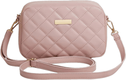 SweatyRocks Women's Fashionable PU Leather Metal Decor Geometric Quilted Mini Crossbody Bag with Adjustable Strap