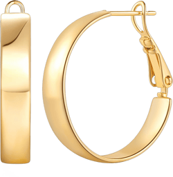 Hoop Earrings 14K Gold Hoop Earrings for Women Square-edge Gold Earrings Hoops Paddle Back Women’s Hoop Earrings Birthday Gifts for Women (22mm*4.5mm)