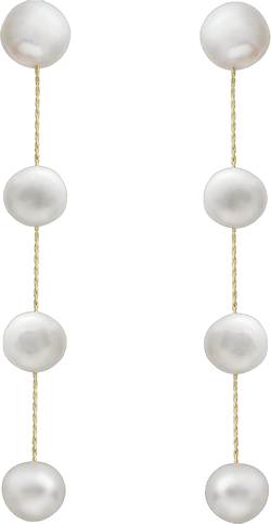 Long Pearl Dangle Earrings for Women 14K Gold Plated Sterling Silver Post Pearl Drop Tassel Earrings for Bridal Wedding