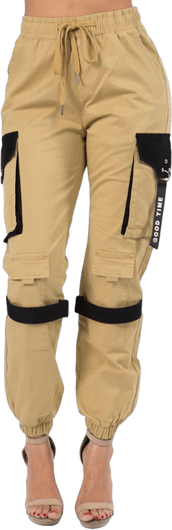 Twiin Sisters Women's Fashion High Waist Comfy Multi Pockets Utility Cargo Pants Jogger for Women