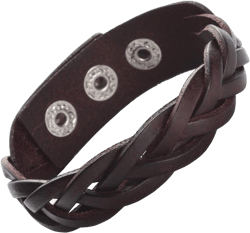 CCBFY Genuine Leather Bracelet Braided Sporty Wide Wristband Punk Jewelry for Men Women 1 Piece - Brown