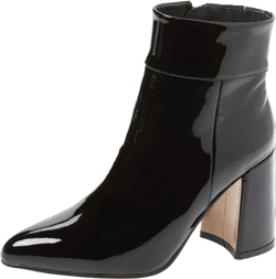 FSJ Women Pointed Toe Block High Heel Ankle Boots Glossy Patent Leather Party Dress Booties Size 4-15 US 15 Black