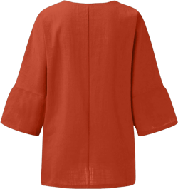 UOFOCO Prime Deals Day 2024 Womens Half Sleeve Cotton Linen Shirts Summer Plain Plus Size Ladies Tops Deep Orange XX-Large