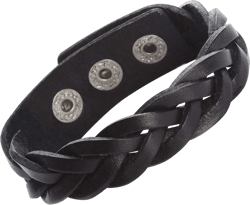 CCBFY Genuine Leather Bracelet Braided Sporty Wide Wristband Punk Jewelry for Men Women 1 Piece - Black