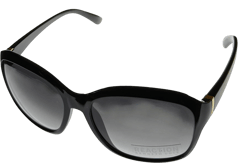 Kenneth Cole Reaction Sunglass Womens Shiny Black Rectangle Plastic, Gradient Lens KC348. 1B