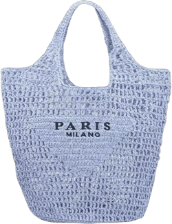 Large Straw Beach Bag for Women Handmade Crochet Beach Bag Mesh Hollow Woven Tote Bag for Vacation Travel Beach Blue