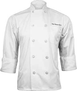 Personalized Embroidered Poplin Unisex Long Sleeve Customized Chef Coat White Small