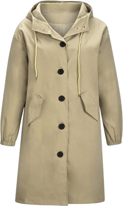 Jackets for Women Lightweight Hoodie Trench Coat Water Resistant Rain Jacket Windbreaker Plus Size Wateproof Outerwear 3X-Large Khaki