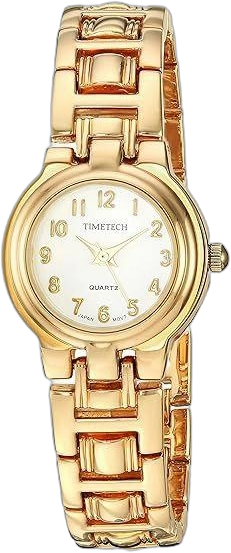 TIMETECH Women's Gold Plated Panther Link Bracelet Dress Watch with White Dial