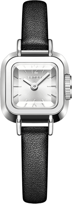 findtime Ladies Watch Square Vintage Designer Watches for Women Classic Elegant Wristwatch for Small Wrists Black Leather Band, FTSHLSAP11D17MLBlackSil