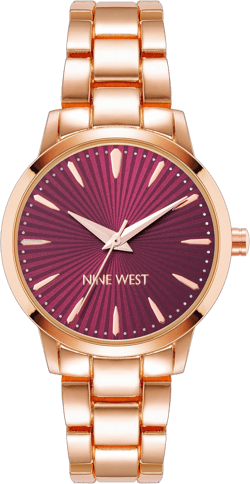 Nine West Women's Bracelet Watch Rose Gold/Burgundy