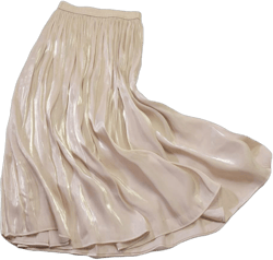 CHARTOU Womens Silky Lustrous Elastic Waist Pleated Accordion Midi Long Skirts One Size Beige