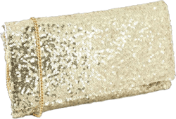 LONI Womens Sparkly Sequin Party Evening Clutch Shoulder Bag Medium Gold