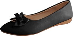 DMQUPV Dress Shoes Women Ladies Round Toe Women Flat Shoes Slip On Girls Dress Black Ballet Flats Pure Color Bowknot Rhinestone Low Heel Flat Bottom Single Shoes Loafers Black 8