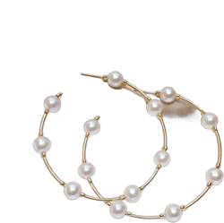 Aimimier Bridal Pearl Hoop Earrings Vintage Large Round Loop Earrings Wedding Prom Party Festival Jewelry for Women and Girls