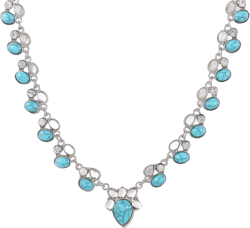 MINACHI Bohemian Beaded Necklace, Crystal Created Turquoise Flower Stone Bead Choker, Boho Vintage Jewelry Gift for Women