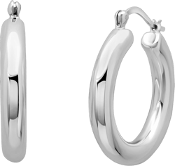 Sterling Silver Hoop Earrings for Women | Lightweight Silver Chunky Hoop Earrings | Hypoallergenic 925 Sterling Silver Earrings for Women | Round Thick Hoop Earrings in 1, 1.5, 2 Inches by MAX + STONE