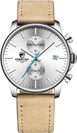 GOLDEN HOUR Mens Watch Fashion Sleek Minimalist Quartz Analog Mesh Stainless Steel Waterproof Chronograph Watches for Men with Auto Date leather silver white