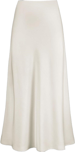 2024 Women's Long Satin Summer Fall Skirt Silk Elegant High Waist Cocktail Party Wedding Flared A-Line Midi Skirts X-Large A0 White
