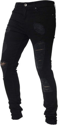 Andongnywell Men's Stretchy Ripped Skinny Biker Jeans Slim Fit Denim Pants Zipper Pencil Pant Trousers 34 Black