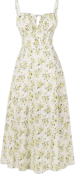 Women Floral Corset Dress Summer Dress 2024 Boho Flowy Slit Lace Up Midi Dresses Going Out A Line Casual Sundress Medium Light Yellow
