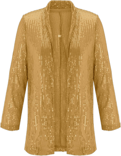 Womens Casual Open Front Sequin Blazer Jackets Cardigan Glitter Long Sleeve Slim Shawl Collar Sparkly Cardigan Coat XX-Large Gold