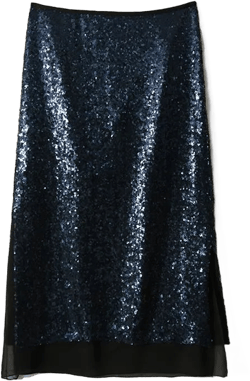 2024 Early Spring New Women's Elastic High Waist Elegant Sequined Spliced Gauze Slim Fit Versatile Split Flattering A-line Skirt