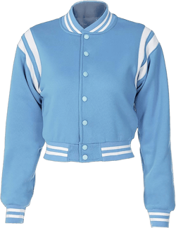 babyhealthy Women Cropped Varsity Jacket Retro Baseball Jacket Bomber Coat Streetwear Medium Blue