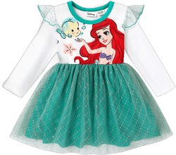 PatPat Disney Princess Dress Mermaid Costume Ariel Baby Toddler Girl Party Dresses Long Sleeve Mesh Overlay Tutu Dress Sizes 6M-6T
