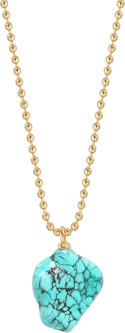 PEARLADA 18k Gold Chain Long Necklace, Boho Sweater Necklace for Women, Geometric Pendant Y Necklace Turquoise