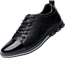 Mens Lace-up Sneakers Business Loafers Casual Shoes Comfort Walking for Male Work Office Dress Leather Slip-on Fashion Driving Loafer 7 Black