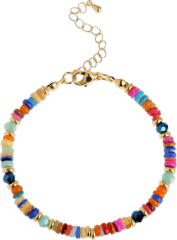 Colorful Gemstone Agate Beaded Bracelets for Women, Trendy Boho Handmade Natural Stone Beads Rainbow Chakra Bracelet Summer Beach Bohemian Jewelry Gift