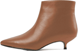 Lutalica W Women's Fashion Pointed Toe Matte Leather Zip Up Comfort Low Kitten Heel Dress Ankle Boots 8.5 Brown